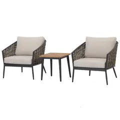 JUST HOME COLLECTION - Juego De Balcón / Bistro / Patio Exterior 3 Piezas Madera Teca Cordova Natural