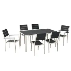 undefined - Juego Comedor Exterior 6 Puestos Metal Gris / Negro Frankfurt