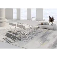 undefined - Juego Comedor Exterior 4 Puestos Metal Blanco Bergamo