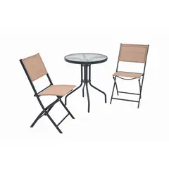 JUST HOME COLLECTION - Juego De Balcón / Bistro / Patio Exterior 3 Piezas Metal Capuccino Mocca