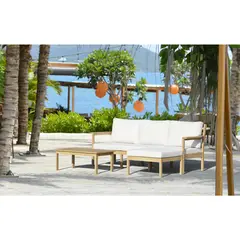 JUST HOME COLLECTION - Juego De Terraza Sala Exterior Esquinero Madera Acacia 3 Piezas Rotterdam