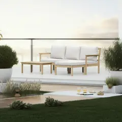 JUST HOME COLLECTION - Juego De Terraza Sala Exterior Esquinero Madera Acacia 3 Piezas Rotterdam