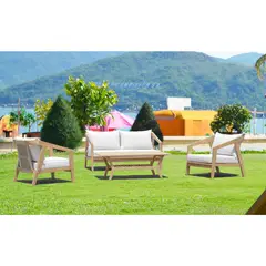 undefined - Juego De Terraza Sala Exterior Madera Eucalipto 4 Piezas Selfoss