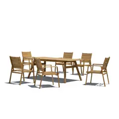 undefined - Juego Comedor Exterior 6 Puestos Madera Acacia Bunbury