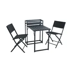 JUST HOME COLLECTION - Juego De Balcón / Bistro / Patio Exterior 3 Piezas Metal Plegable Bled Negro/Gray