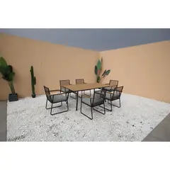 undefined - Juego Comedor Exterior 6 Puestos Metal Negro Granada