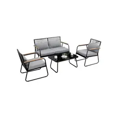 undefined - Juego De Terraza Sala Exterior Metal/Textil 4 Piezas Granada Gris