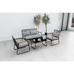JUST HOME COLLECTION - Juego De Terraza Sala Exterior Metal/Textil 4 Piezas Granada Gris