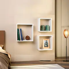 undefined - Set x3 Repisa de Pared Cubo Blanco