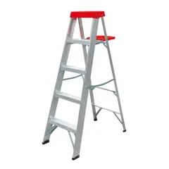 BAUKER - Escalera 1.57m 4 Peldaños Tijera/Bandeja Aluminio 90K Tiii