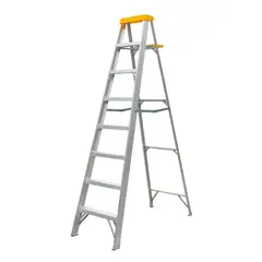 BAUKER - Escalera 2.49m 7 Peldaños Tijera/Bandeja Aluminio 102K Tii