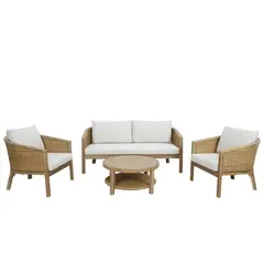 JUST HOME COLLECTION - Juego De Terraza Sala Exterior Madera Teca 4 Piezas Isla