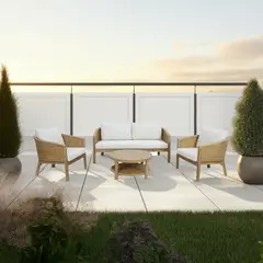 undefined - Juego De Terraza Sala Exterior Madera Teca 4 Piezas Isla