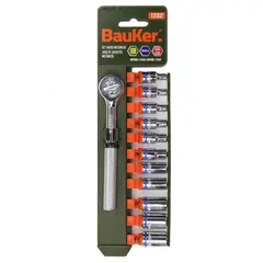 BAUKER - Set 12 piezas ratchet y copas
