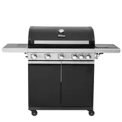 MR BEEF - Asador A Gas 4 Quemadores + Cocina Lateral Black Mr. Beef