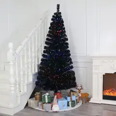 undefined - Árbol de Navidad Fibra Óptica Negro 210 cm