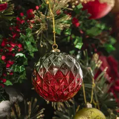 DEAR SANTA - Bola de Navidad Diamante Rojo/Verde 8 cm Xmastime