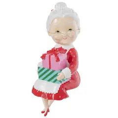 DEAR SANTA - Señora Papá noel Sentada Resina Rojo 33 cm