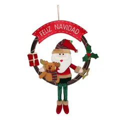 DEAR SANTA - Corona de Navidad Colgante Papá Noel 33x45 cm Rojo