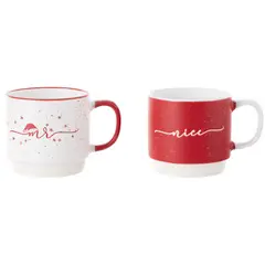 DEAR SANTA - Set de 2 Mug 420ml Navidad Blanco Rojo