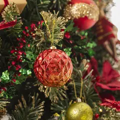 DEAR SANTA - Bola de Navidad Diamante Rojo/Dorado 8 cm Xmas Time