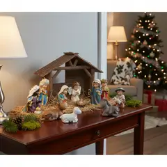 DEAR SANTA - Pesebre Navideño Estilo Dibujo 13 cm 11 Unidades