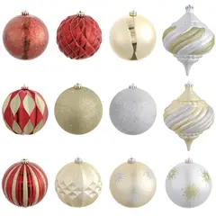DEAR SANTA - Bolas de navidad x6 Esferas Rojo/Dorado 15 cm Surtido