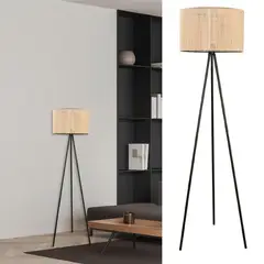 JUST HOME COLLECTION - Lámpara Pie Fray 1 Luz E27 Negro/Natural