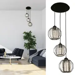 JUST HOME COLLECTION - Lámpara Colgante Fiori 3 Luces E27 Negro