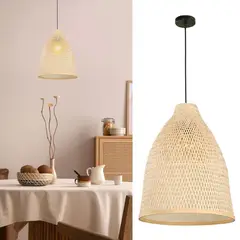 JUST HOME COLLECTION - Lámpara Colgante Álamos 1 Luz E27 Negro/Natural
