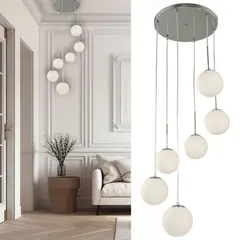 undefined - Lámpara Colgante Celio 6 Luces E27 Cromo