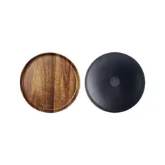 undefined - Plato Melamina Redondo 21cm Madera/Negro