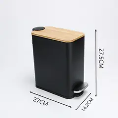 JUST HOME COLLECTION - Papelero Rectangular 5 Litros Tapa Bambu Negro
