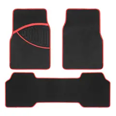 AUTOSTYLE - Cubre Piso 3P Negro y rojo Alfombra