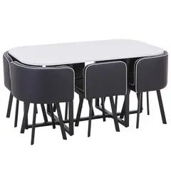 JUST HOME COLLECTION - Juego de Comedor Pizza 1 Mesa + 6 Sillas