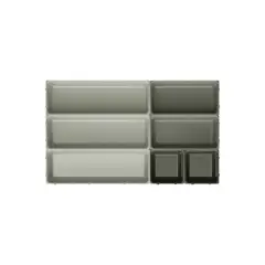 JUST HOME COLLECTION - Set de Organizador Cajón 7 piezas 8,7x5x26,2 cm Gris