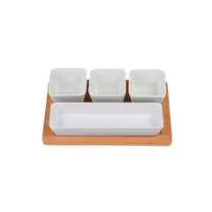 JUST HOME COLLECTION - Set Plato Para Servir Bandeja Bambú
