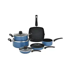 JUST HOME COLLECTION - Juego de Batería de Cocina 9 Piezas Antiadherente Azul