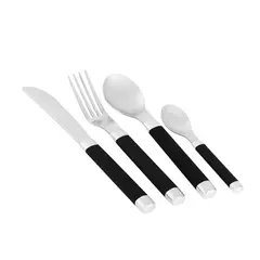 JUST HOME COLLECTION - Juego Cubierto 24 Piezas Mango Plástico Negro