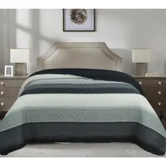 undefined - Quilt Rayas Queen Azul