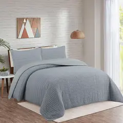 JUST HOME COLLECTION - Quilt Adt Solid King Gris