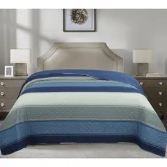 undefined - Quilt Rayas Queen Azul