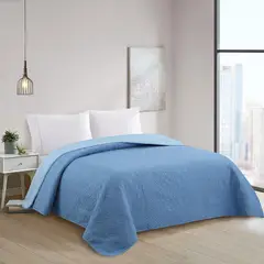 undefined - Quilt Bicolor Sencillo/Semidoble Azul