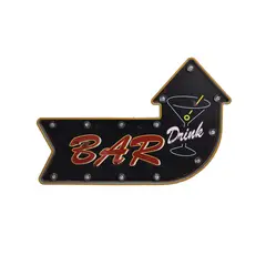 JUST HOME COLLECTION - Letrero Led Bar Drink Flecha