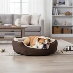 PETIZOOS - Cama Redonda Para Perro 70x65x18 cm Grande Café