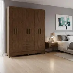 CASA BONITA - Armario Lima 6 Puertas 2 Cajones 153x47x182 cm Nogal
