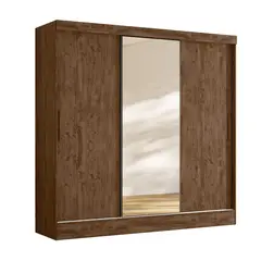 CASA BONITA - Closet París 3 Puertas 2 Cajones Con Espejo 185x52x182 cm Café