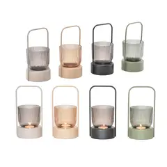 JUST HOME COLLECTION - Porta Vela Vidrio Metal 20cm