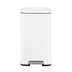 EKO - Caneca Acero Inoxidable Pedal Rectangular 30 Litros Blanco Mate