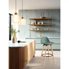 JUST HOME COLLECTION - Silla para Bar Frank 38.5x89x43.5 cm Respaldo Bajo Gris